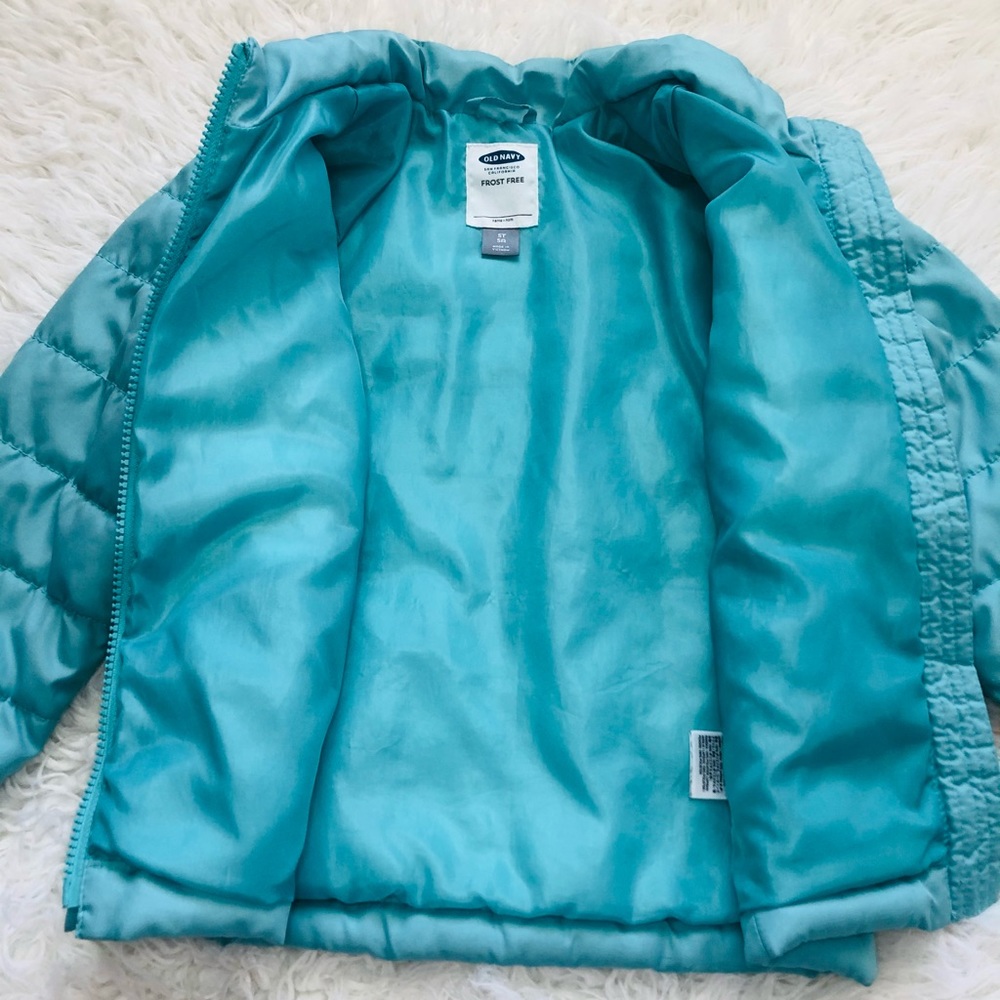 Old Navy Teal Blue Frost Free Puffer Jacket Size 5T - Picture 6 of 8